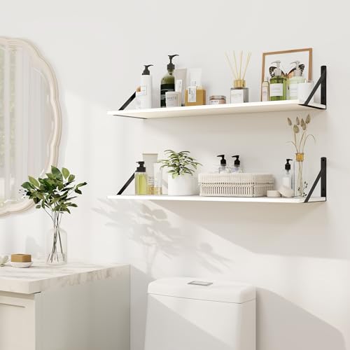 White Deep Floating Shelves for Wall