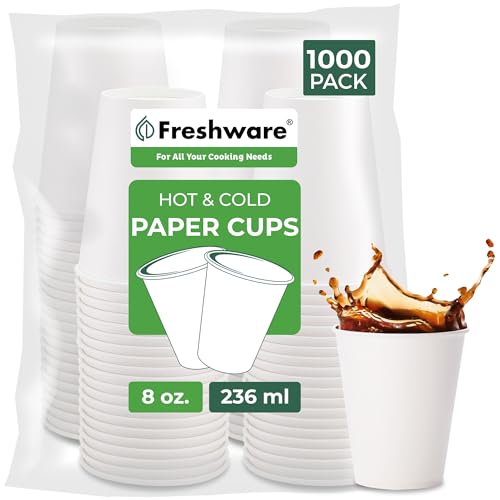 Coffee Cups 8 oz [1000 Pack] Disposable Paper Cups for Hot or Iced Coffee Cup (8 oz)