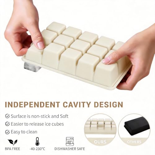 Silicone Ice Cube Tray 2 Pack (Ice Cube Tray 2 Pack / Beige+Beige)