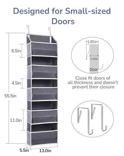 1 Pack Compact Size Over Door Organizer Slim Door Storage for Small (Dark Grey / 1 Pack-Compact)