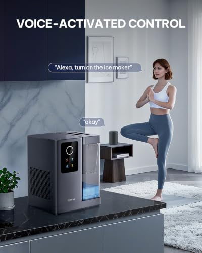 Nugget Ice Maker Countertop with APP & Voice Control (Silver Gray / 44 lbs)