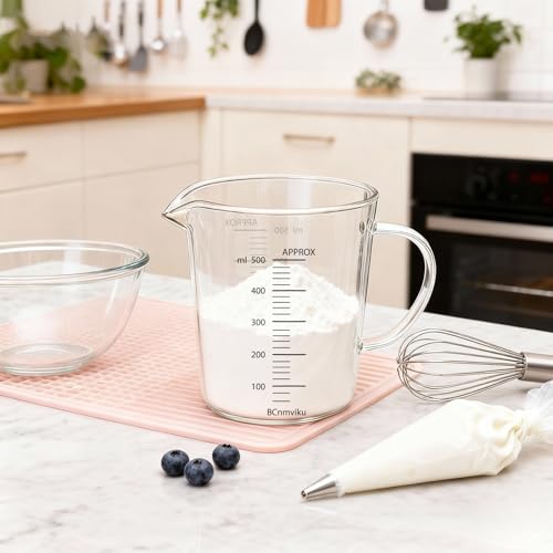 Glass Measuring Cups High Borosilicate 500ML 2CUPS [Insulated Handle (500ml)