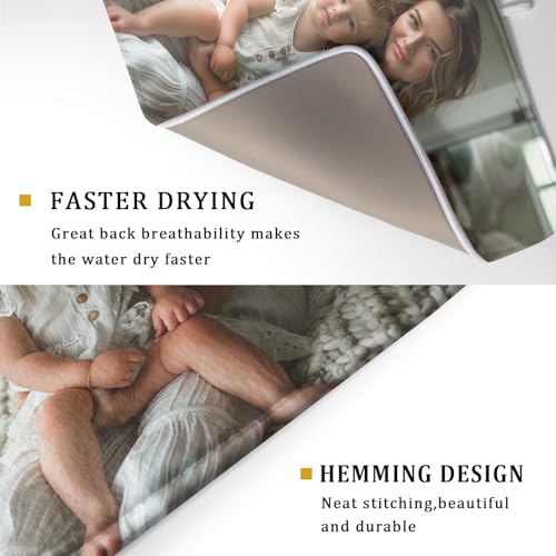 Custom Dish Drying Mat Customized Drainer Pad with Image Logo Text 18x24 Inch Personalized Absorbent Dish Dry Pad for Kitchen Counter Sink (Custom / 18x24 inch)