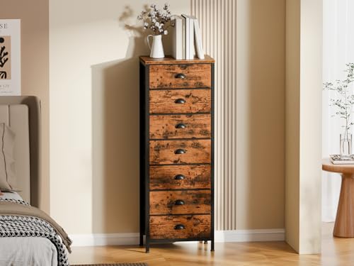 Dresser for Bedroom (Rustic Brown / 11.8"D x 15.8"W x 43.3"H (7 Drawers))