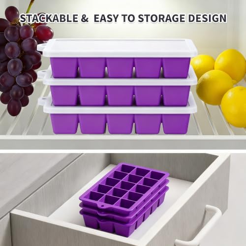 Silicone Ice Cube Tray 2 Pack (Ice Cube Tray 2 Pack / Purple+Purple)