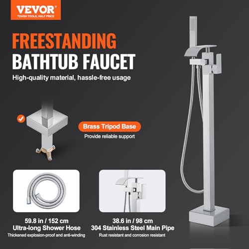 Freestanding Bathtub Faucet (Waterfall / Polish Chrome)