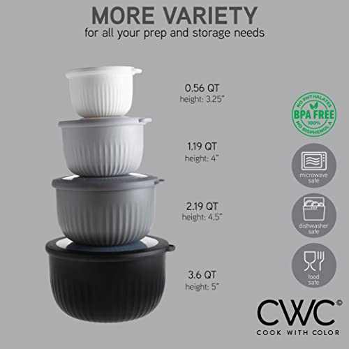 Prep Bowls with Lids (Black/White / 8 Piece Set - Deep Bowls)