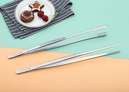Stainless Steel Food Tweezers Multi (12" Round & 12" Pointed Tweezers - 2 Piece Set)