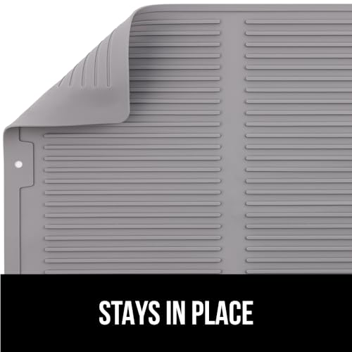Patented BPA Free Silicone Dish Drying Mat (13" x 11" / Silicone / Gray)