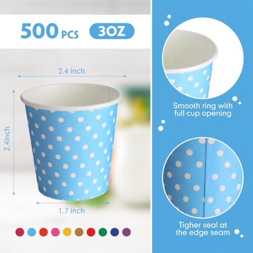 500 Pcs Disposable Paper Cups Small (Multicolor / Dot)