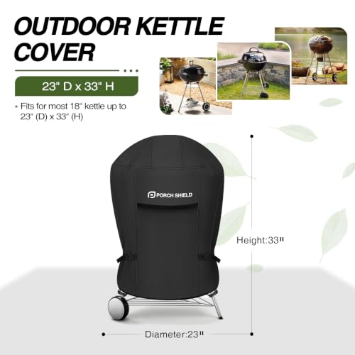 18 inch Outdoor Charcoal Kettle Cover 23" Dia x 33" H (23" Dia x 33" H / Black-Round)