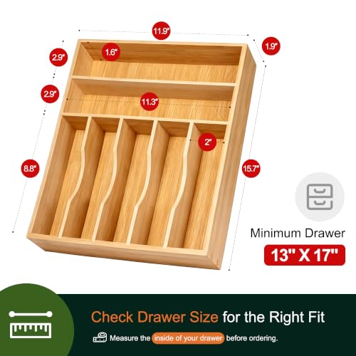 Kitchen Bamboo Silverware Organizer