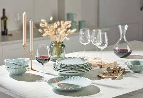 French Perle Scallop Ice Blue 12 (12-Piece Dinnerware Set / Ice Blue)