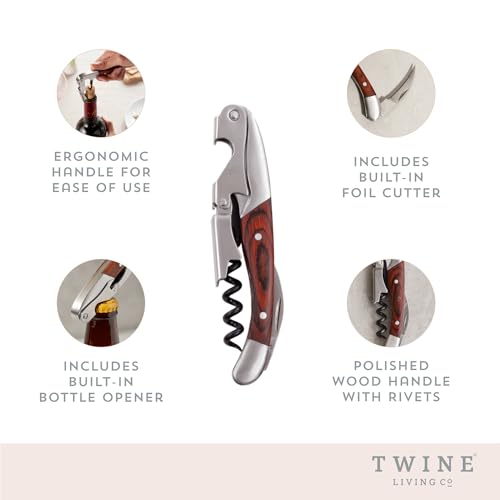 Double Hinged Waiters Corkscrew Wine Opener with Built