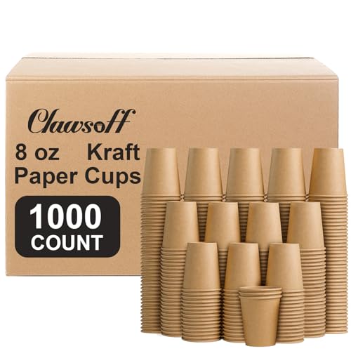 1000 Pack 8 oz Paper Cups Brown Kraft Disposable Paper Coffee Cups (Brown / 8OZ-1000PACK)