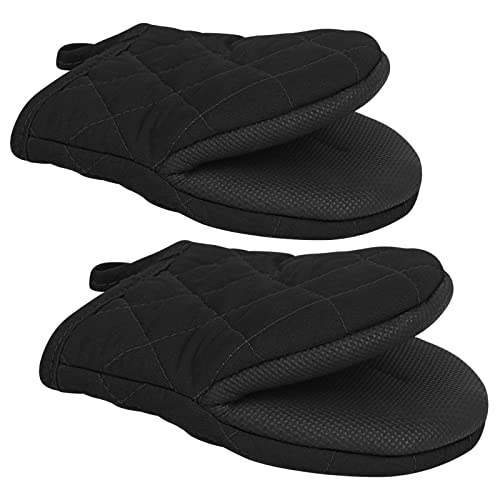 1 Pair Short Oven Mitts (Black)
