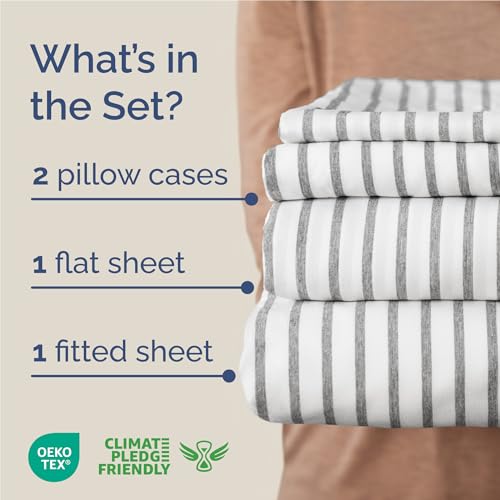 Full Size 4 Piece Sheet Set (45 - Grey Stripes 2 / Full)