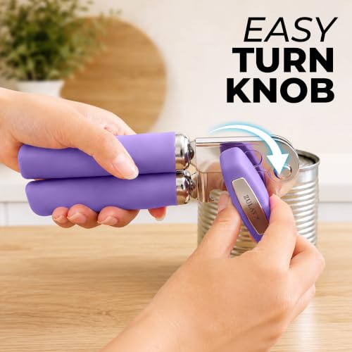 Stainless Steel Swing Open Manual Can Opener Comfortable Grip (Lavender / Swing Open)
