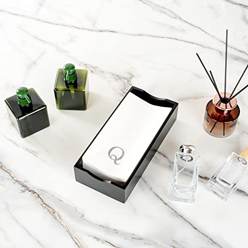Paper Rectangle Silver Letter Q Linen (Silver / 50 Count / Q)