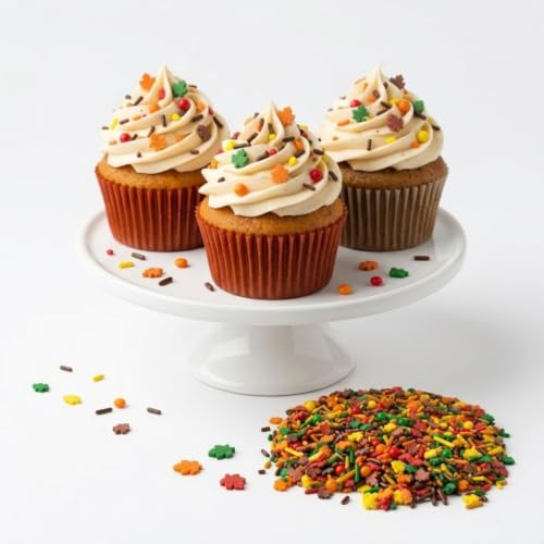 Autumn Themed Sprinkle Blend with Colored Sugar Leaf Shapes (Orange, red, yellow)