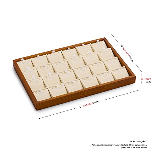 Wooden Jewelry Tray (Creamy-white 24 grid necklace/pendant jewelry tray)