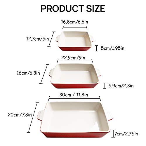 Sweejar 3Pcs Ceramic Baking Dish for Oven