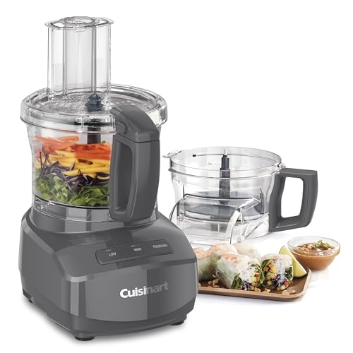 9 Cup Continuous Feed Food Processor with Fine and Medium Reversible Shredding and Slicing Disc (9 Cup / Anchor Gray)