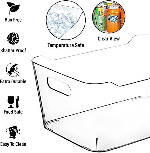 Clear Plastic Storage Bins for Kitchen Organization or Pantry Organizers and Storage (Large)