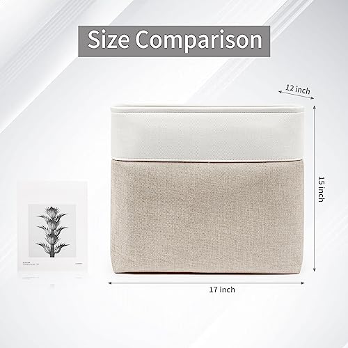 Large Fabric Storage Baskets (Beige / Off-White / Extra Large -17"x12"x15")