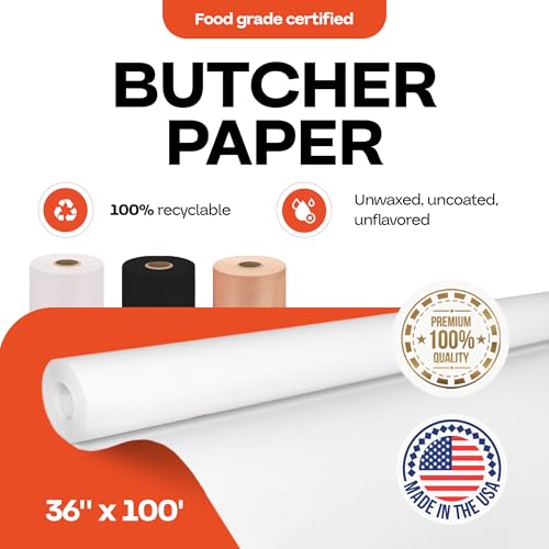 White Butcher Paper Roll 36" x 1200" (White / 36" X 100 Feet, 1 Roll)