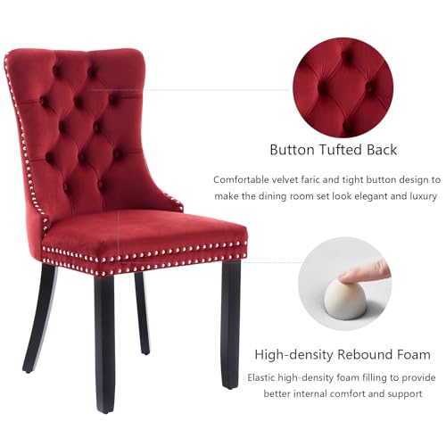 Wine Red Velvet Dining Chairs Set of 4 (Wine Red)