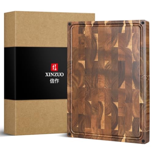 Large Thick End Grain Acacia Wood Cutting Board (19"L x 14"W)
