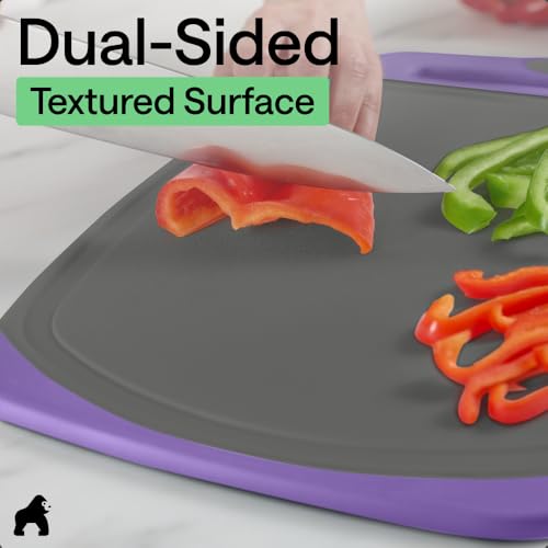 BPA Free Reversible Cutting Board (Gray/Purple / Large (Pack of 3))