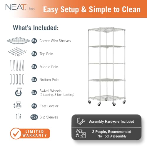 5 Tier Adjustable Wire Shelving with Wheels