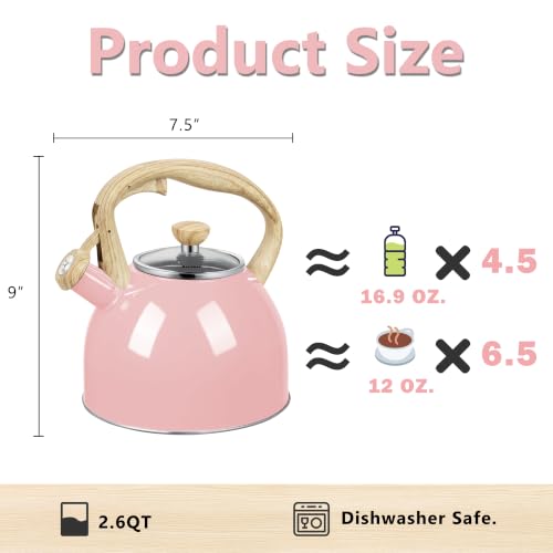 Whistling Tea Kettle for Stove Top (Pink)