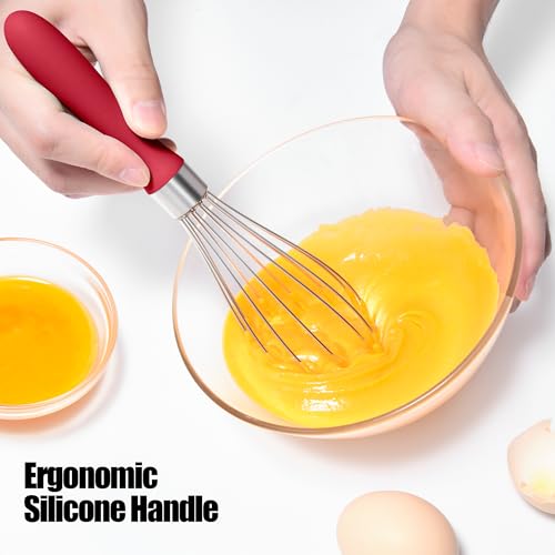 18 8 Stainless Steel Balloon Whisk for Cooking (S / Red)