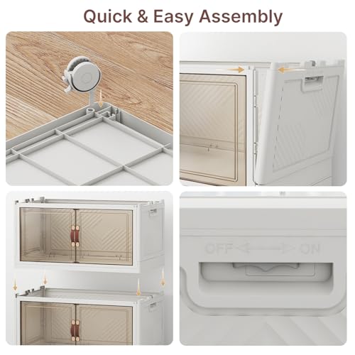 208QT Stackable Storage Bins with Lids (White / 19.7"L)