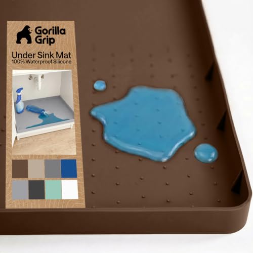 Waterproof Silicone Under Sink Mat (Coffee / 28"w X 22"l)