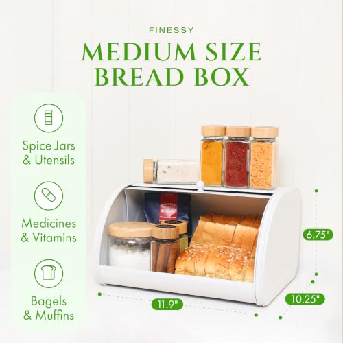 White Bread Box for Kitchen Countertop Airtight