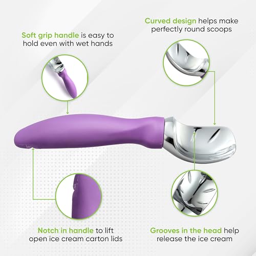 Heavy Duty Metal Ice Cream Scoop with Soft Grip Handle
