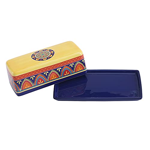 Tunisian Ceramic Butter Dish with Lid