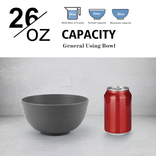 Wheat Straw Bowl Sets for Camping (26 oz / Deep Grey)