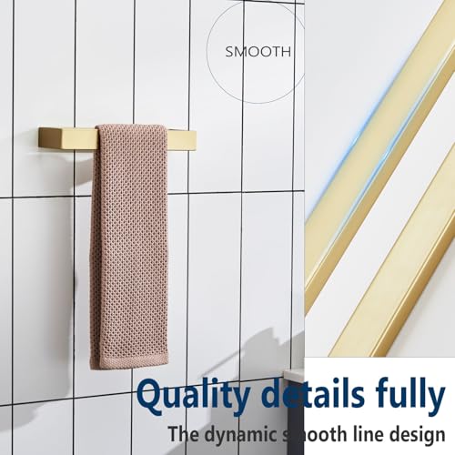 Towel Rings Brushed Gold Hand Towel Bars 9 (Brushed Gold / 2 Pack)