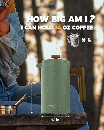 POLIVIAR French Press Coffee Maker (Crack Green)