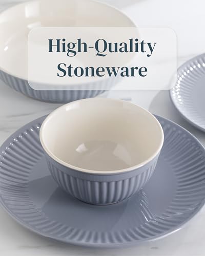 24 Piece Stoneware Dinnerware Set for 8 (Hygge / Gray Blue / Set for 8 (24pcs))