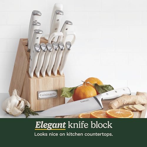15 Piece Knife Set with Block (White)