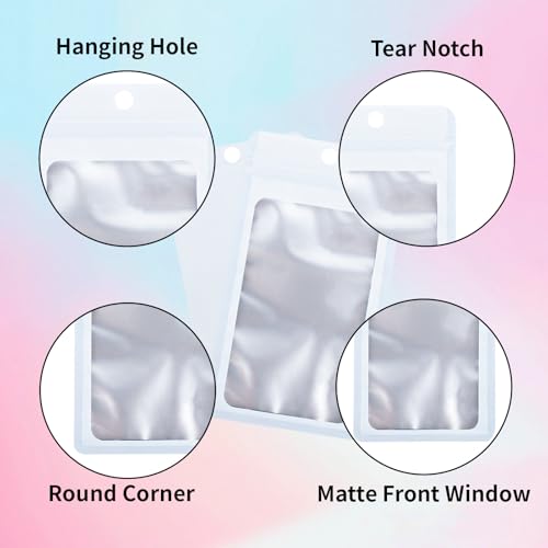 200 Pack Resealable Mylar Holographic Bags Food Storage Smell Proof Bags with Front Window Foil Packaging Pouch for Candy Sample Jewelry Small Business 4.13×5.91 Inch (200 Count)