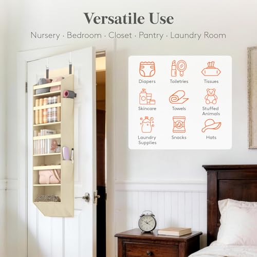 1 Pack Over the Door Organizer (Beige / 5 section)