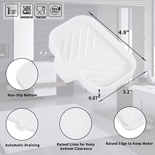 Silicone Soap Dish with Drain Spout (White / S(4.9"×3.2"))
