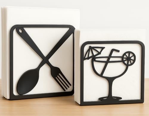 Napkin Holder for Table & Kitchen (B Cocktail Fork Black)